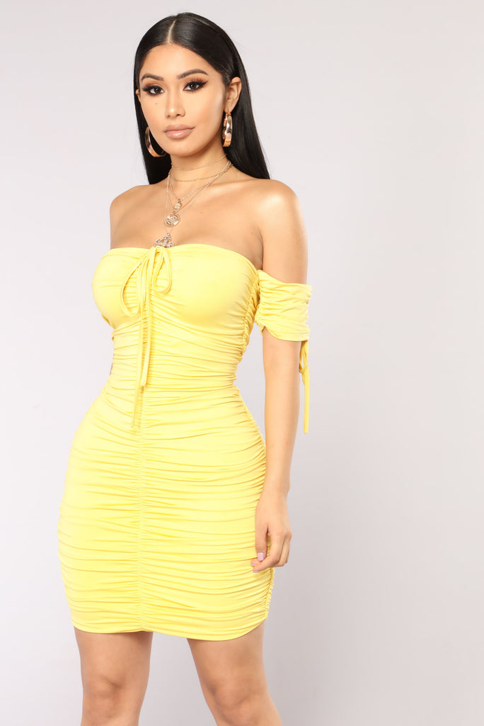 Sanya Ruched Dress - Yellow