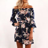 Floral Off Shoulder  Print Dress