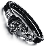 Diamond Skull Leather Bracelet