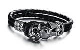 Diamond Skull Leather Bracelet