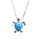 Blue Opal Turtle Necklace