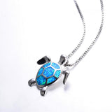 Blue Opal Turtle Necklace