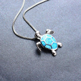 Blue Opal Turtle Necklace