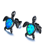 Blue Opal Turtle Earring