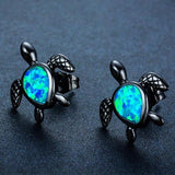 Blue Opal Turtle Earring