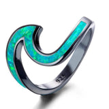 Blue Fire Opal Wave Ring