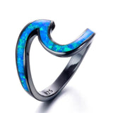 Blue Fire Opal Wave Ring