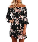 Floral Off Shoulder  Print Dress